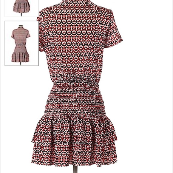 Maje Red and Black Fit and Flare Print Dress - Picture 5 of 12